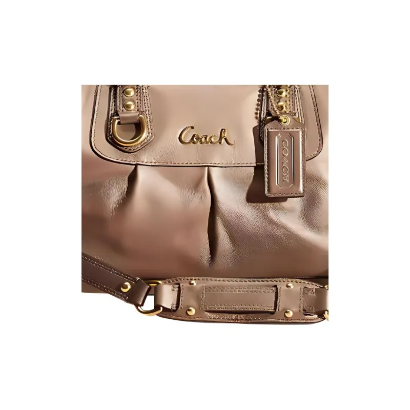 COACH Ashley Leather Travel Bag Handbag Shoulder Bag Crossbody Bag Large Size Women's Gold-2