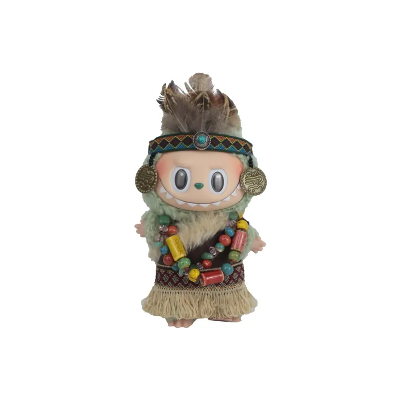 [Modified Doll] POP MART Labubu THE MONSTERS Heartbeat Macaron Collection Tribe Chief, Cute Hang Tag Box 17cm-10