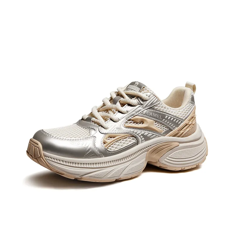 CAMEL Silver Python Anti Slip And Wear Resistant Coverage Low Top Chunky Sneakers Unisex-6