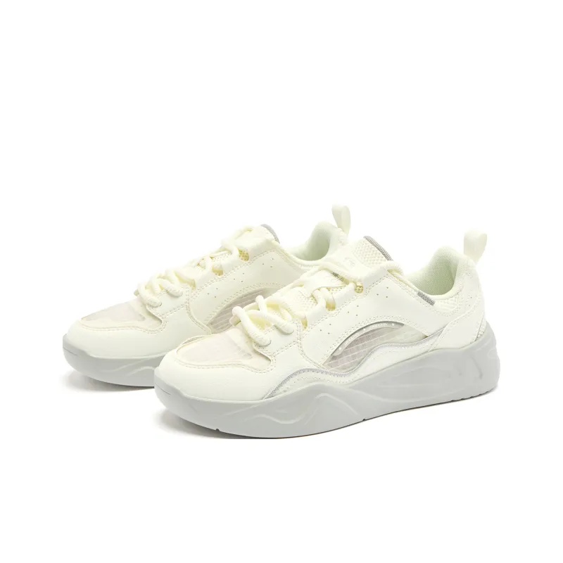 QIAODAN Anti-Slip Wear-Resistant Low-Top Skateboard Shoes Women's Greige-2