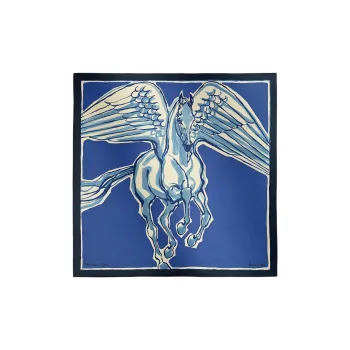 HERMES Mulberry Silk Silk Scarves Women's Marine Blue/Indigo/Cream