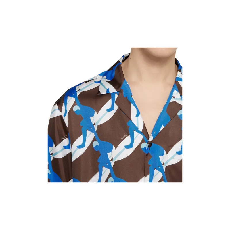 GUCCI Shirts Men Brown-4