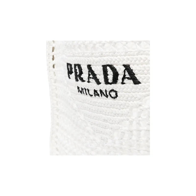 PRADA Raffia One Shoulder Handbags Women's White-6