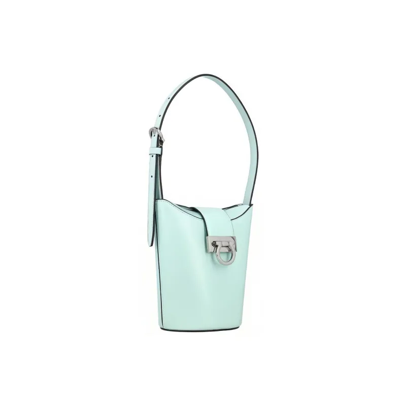 FERRAGAMO TrifolioGANCINI Cow Leather Bucket Bag, Handbag, Shoulder Bag Women's Blue-1
