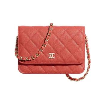 CHANEL WOC Calfskin Chain Bag Wallet Shoulder Bag Crossbody Bag Mini Women's Red