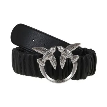 PINKO Goatskin Leather Belts Women's Black Width: 4cm