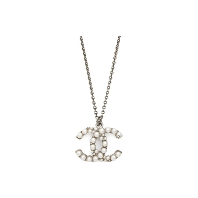 CHANEL 2014 Cc Logo Faux-pearl Pendant Necklace-0