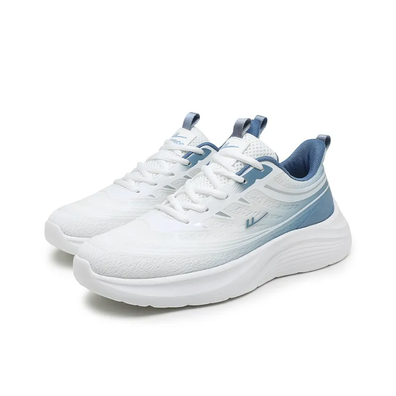 Warrior Cushioning Breathable Lightweight Low Top Casual Training Long Distance Running Shoes Men's Beige Blue-3