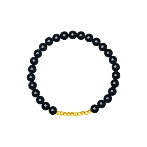 CHOW TAI SENG Agate Advanced Textured Beaded Bracelet Elegant Accessories Men's