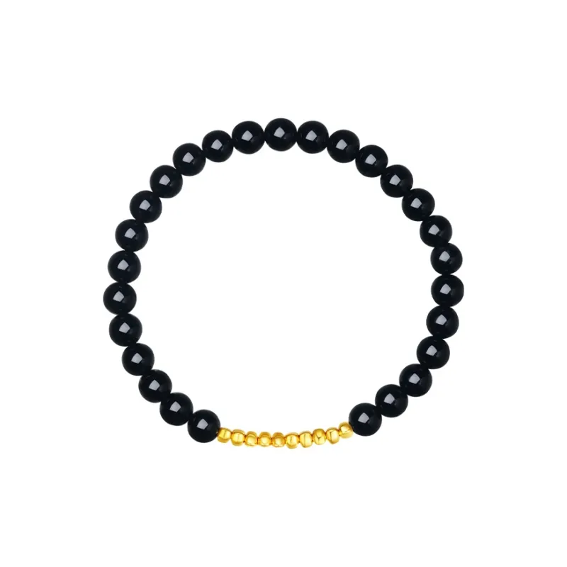 CHOW TAI SENG Agate Advanced Textured Beaded Bracelet Elegant Accessories Men's-0