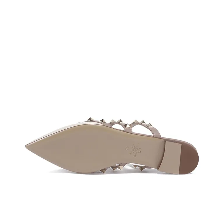Valentino ROCKSTUD Closed Toe Slippers Women's Ivory White-4
