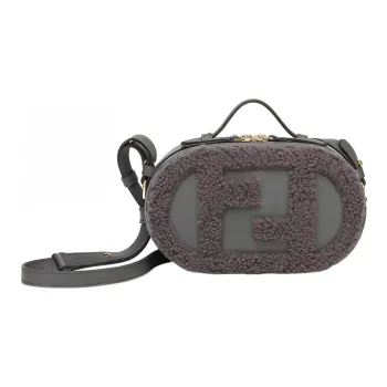 FENDI O'Lock Sheepskin Combined With Calfskin Camera Bag Shoulder Bag Crossbody Bag Handbag Mini Women's Gray
