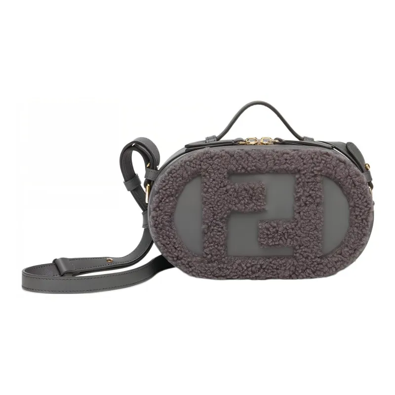 FENDI O'Lock Sheepskin Combined With Calfskin Camera Bag Shoulder Bag Crossbody Bag Handbag Mini Women's Gray-0