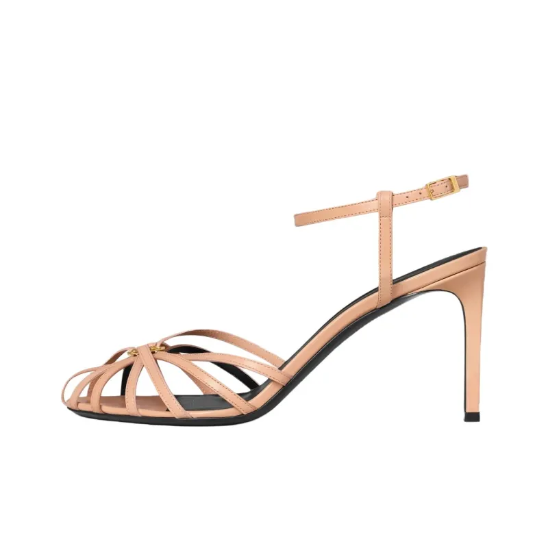 CELINE Triomphe Strap Sandals 8.5cm Women's Beige-0