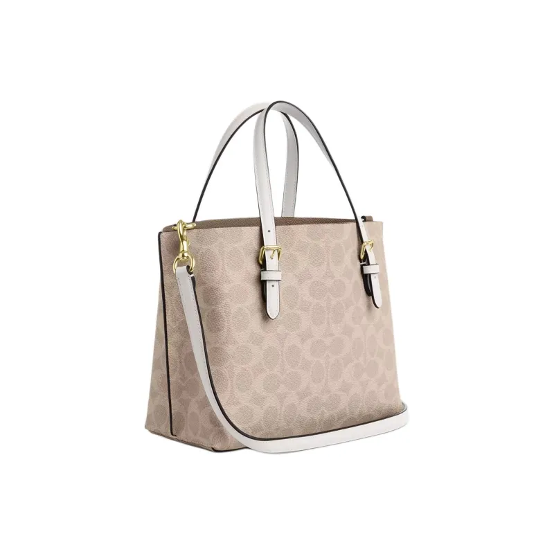 COACH Mollie Coated Canvas Tote Bag Shopping Bag Shoulder Bag Crossbody Bag Handbag Medium Size Women's Sand & Chalk-1