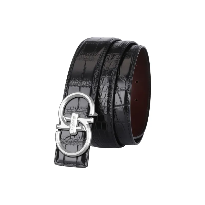 CATELLES Crocodile Leather Leather Belts Men's 3.5cm-2