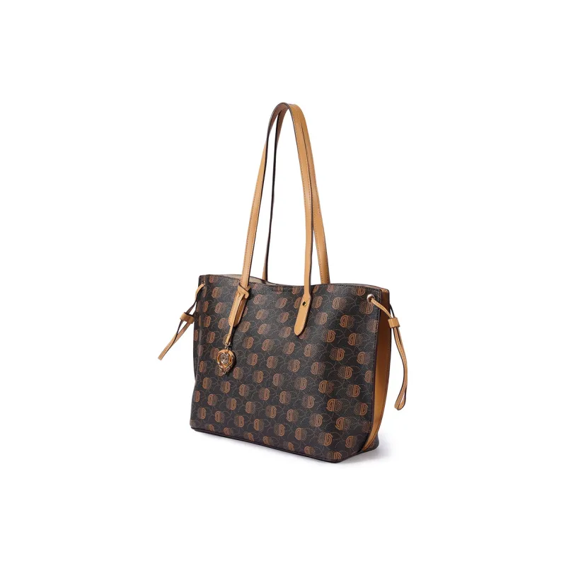 Dubaolu Synthetic Leather Shoulder Bag Large Size Women's Phantom Black/Apricot/Phantom Apricot/Caramel-5
