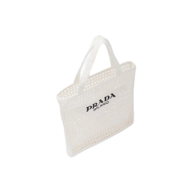 PRADA Raffia One Shoulder Handbags Women's White-2