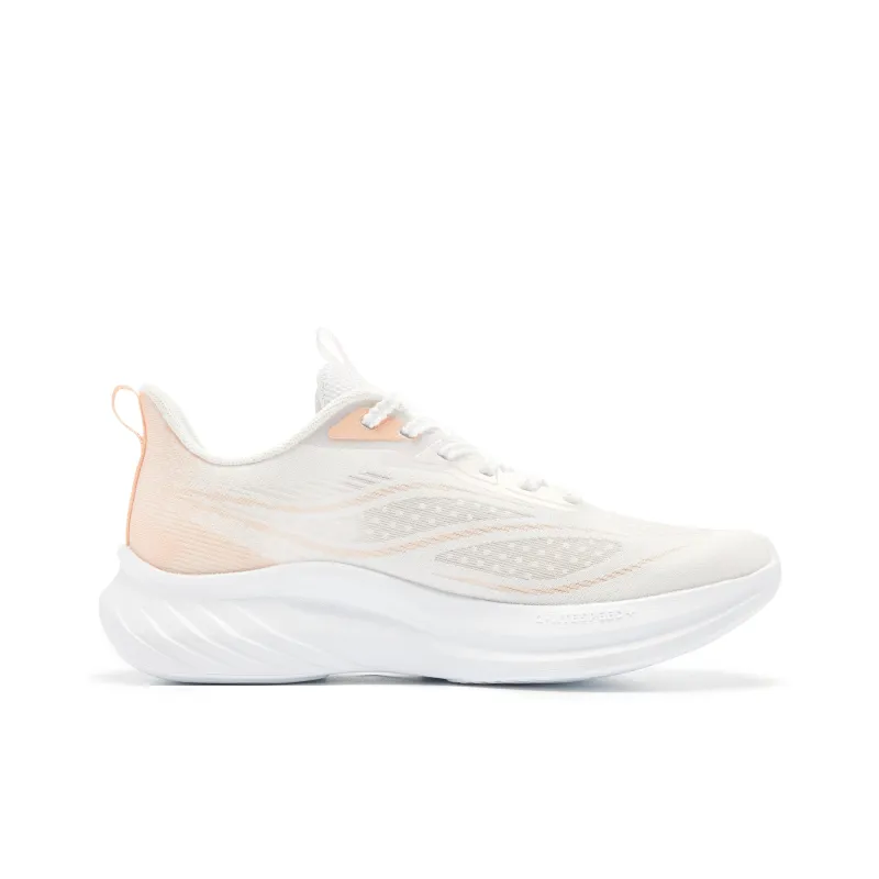 QIAODAN Cushioned Slip Resistant Abrasion Resistant Low Top Casual Running Shoes Women's White Orange-1