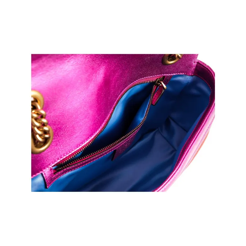 GUCCI Marmont Cow Leather Shoulder Bag Small Size Women's Purple Multicolor-15