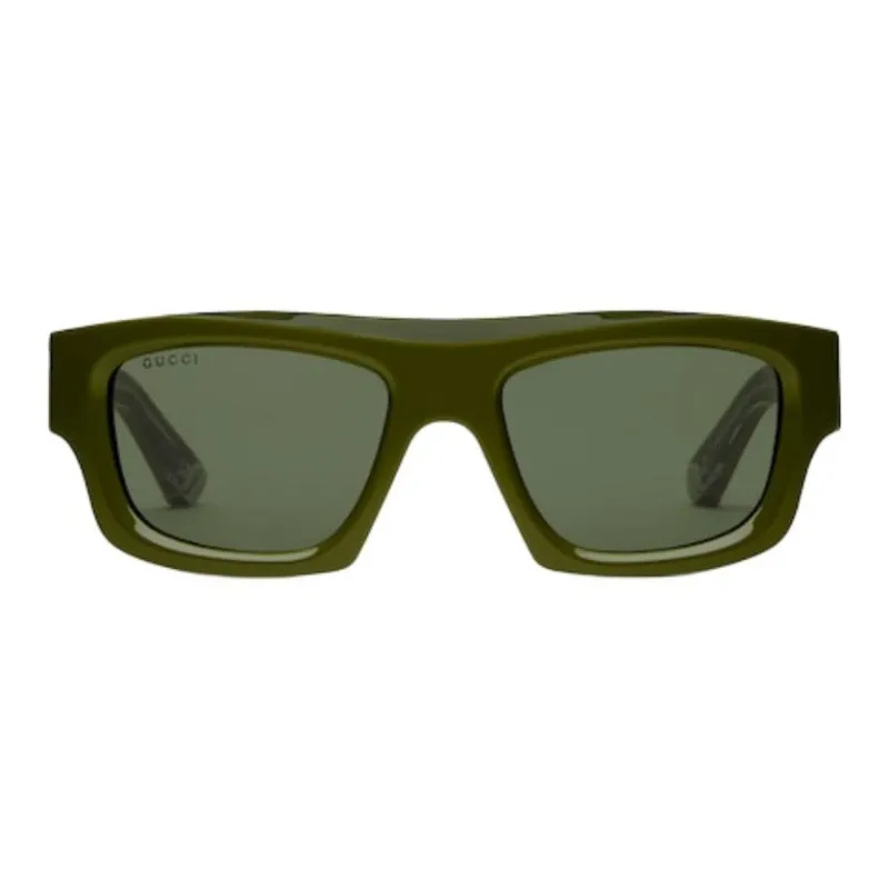 GUCCI Acetate Metal Rectangular Sunglasses Men's Green-1