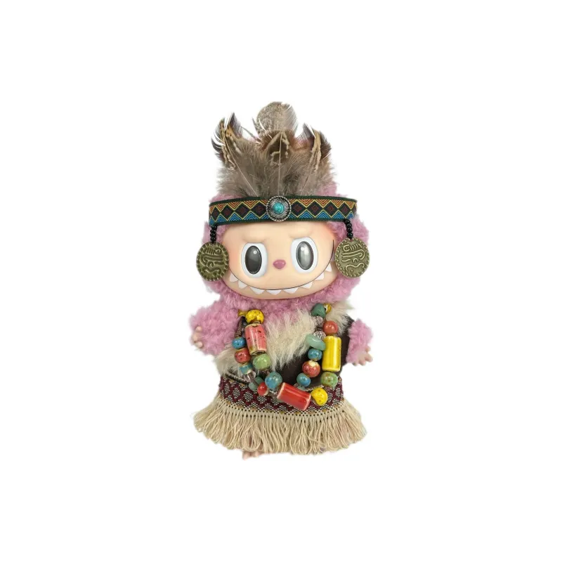 [Modified Doll] POP MART Labubu THE MONSTERS Heartbeat Macaron Collection Tribe Chief, Cute Hang Tag Box 17cm-5