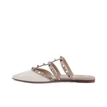 Valentino ROCKSTUD Closed Toe Slippers Women's Ivory White