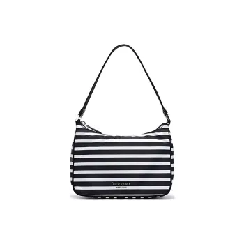 Kate Spade Leather Shoulder Bag Women's Black White Stripes