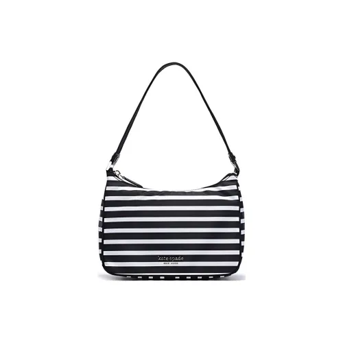 Kate Spade Leather Shoulder Bag Women's Black White Stripes