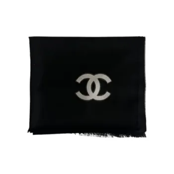 CHANEL Cashmere Knit Scarves Women's Black