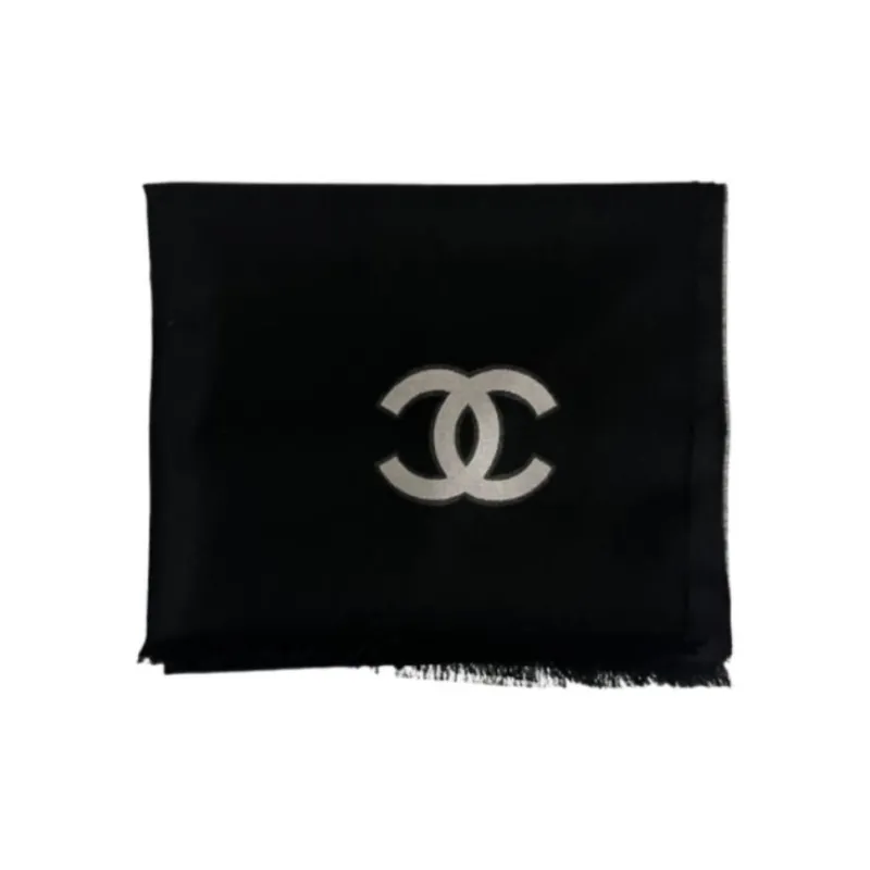 CHANEL Cashmere Knit Scarves Women's Black-0