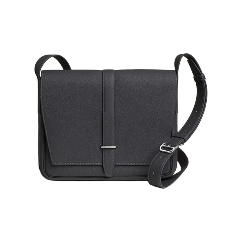 HERMES Steve Light Junior Togo Calfskin Messenger Bag Shoulder Bag Regular Men's Slate Color-0