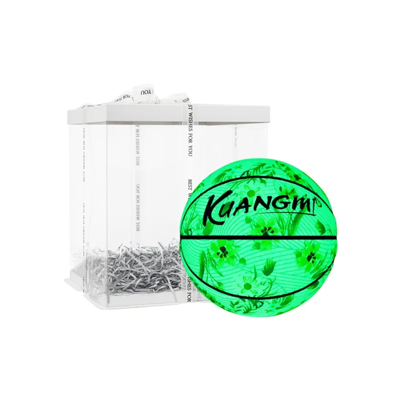 Kuangmi PU Basketball White Green Size 7 Ball Glow In The Dark Unisex-7