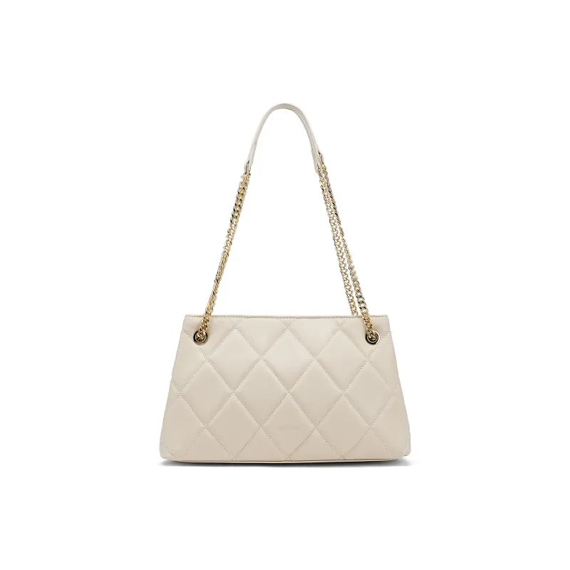 ST&SAT Cow Leather With Synthetic Leather Underarm Shoulder Bag Women's White/Black-3