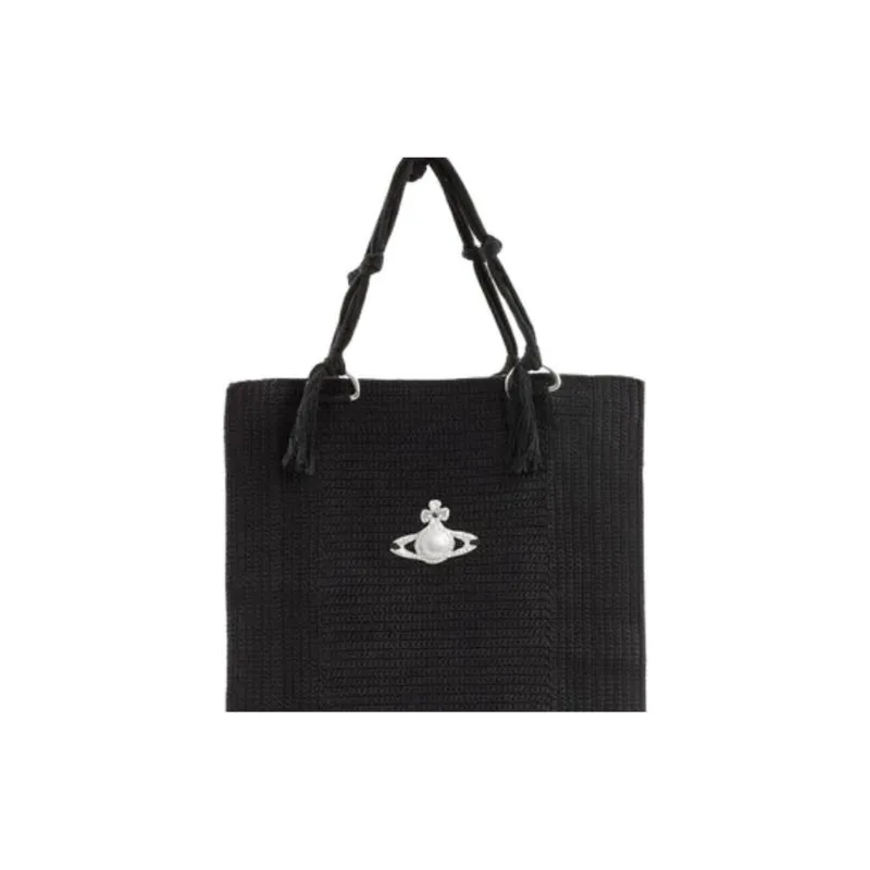 Vivienne Westwood Cotton Tote Bag, Shopping Bag, Shoulder Bag, Handbag Tubas Unisex Black-4