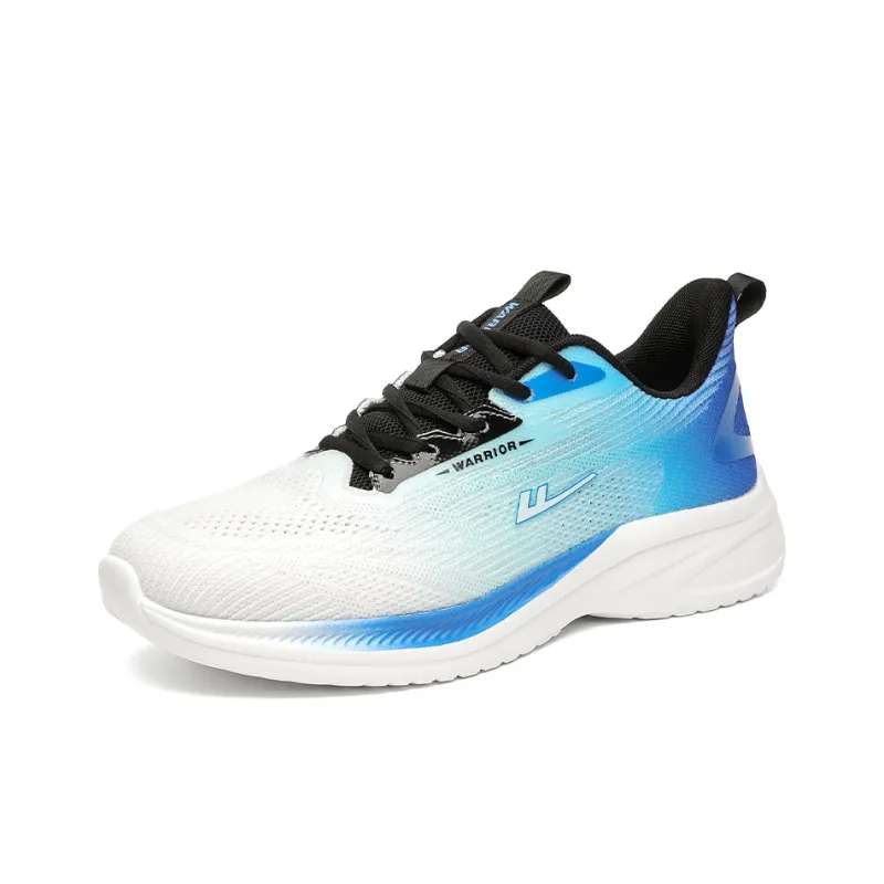Warrior Cushioning Breathable Lightweight Low Top Casual Training Long Distance Running Running Shoes Men's Blue Beige-2