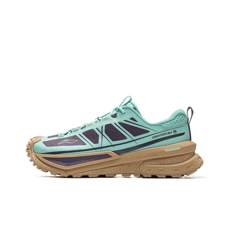 LiNing CF Su Xingchuan Low-Top Outdoor Trekking Shoes Unisex Green Purple-0