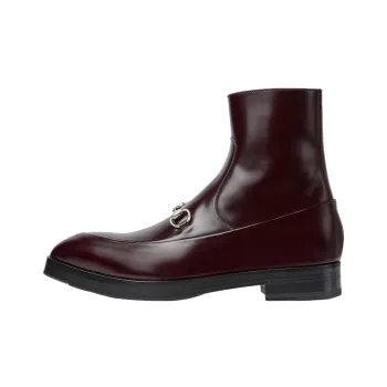 GUCCI Horsebit Ankle Boots 3.3cm Men's Burgundy