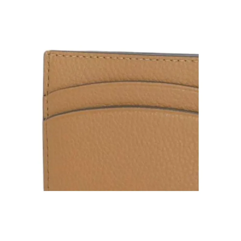 TORY BURCH Robinson Litchi Grain Leather Card Holder Regular Women's Wheat Brown-3
