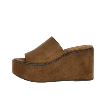 Brunello Cucinelli Embellished Slip On Platform Sandals Women's