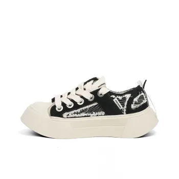 AGE ANGEL MEMENTO Wear-Resistant Height Increasing Slip-Resistant Low-Top Canvas Shoes Unisex Black White