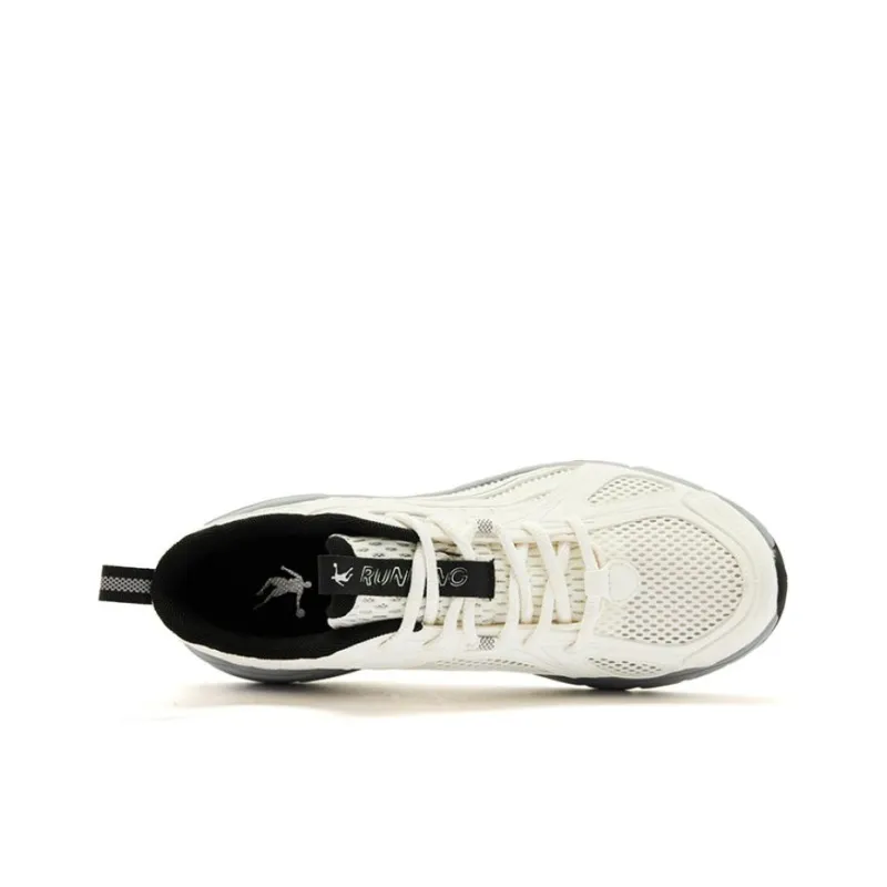 QIAODAN Cushioning Wear Resistant Low Top Running Shoes Men's Gray White-4