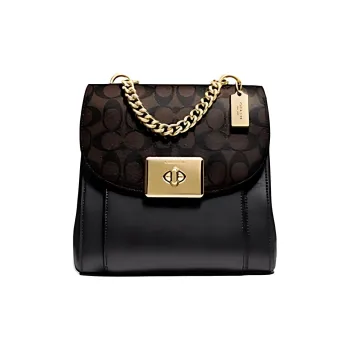 COACH Cassidy Canvas With Leather Handbag Shoulder Bag Crossbody Bag Medium Size Women's Black & Brown