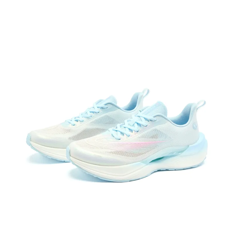 QIAODAN Feiying TEAM3.0 Cushioned Slip-Resistant Abrasion-Resistant Low-Top Casual Running Shoes Women's White Blue-2