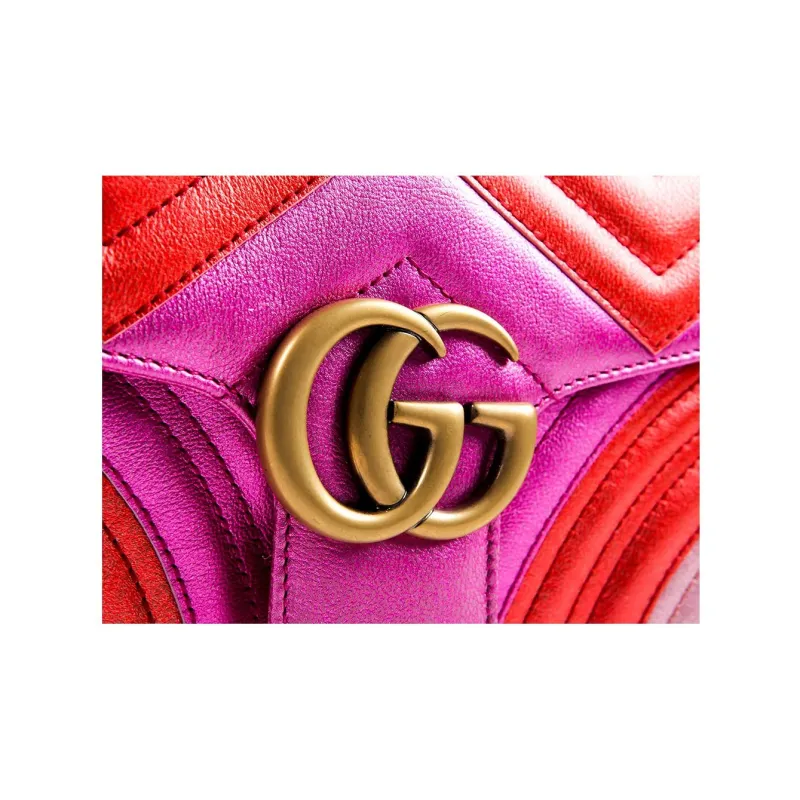 GUCCI Marmont Cow Leather Shoulder Bag Small Size Women's Purple Multicolor-7