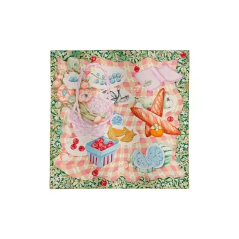 HERMES Mulberry Silk Scarves Women's Green/Yellow/Light Purple