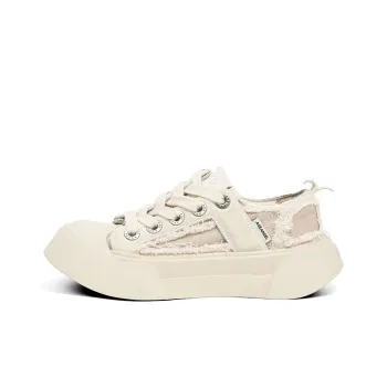 AGE ANGEL MEMENTO Wear-Resistant Height Increasing Slip-Resistant Low-Top Canvas Shoes Unisex Ecru