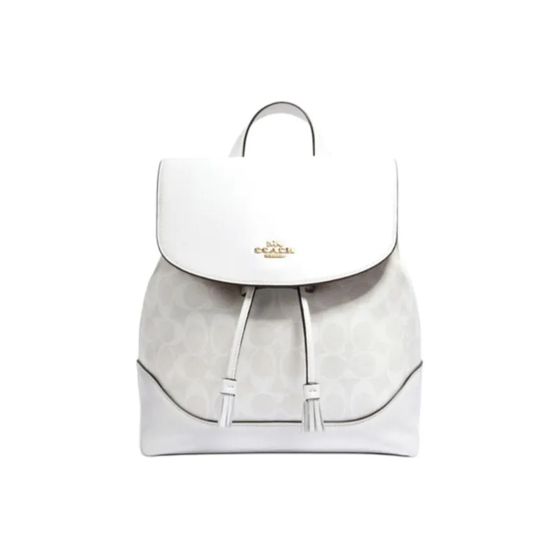 COACH Elle Artificial Leather Backpack Medium Size Women's White-0