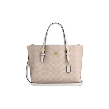 COACH Mollie Coated Canvas Tote Bag Shopping Bag Shoulder Bag Crossbody Bag Handbag Medium Size Women's Sand & Chalk