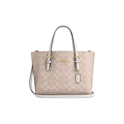 COACH Mollie Coated Canvas Tote Bag Shopping Bag Shoulder Bag Crossbody Bag Handbag Medium Size Women's Sand & Chalk